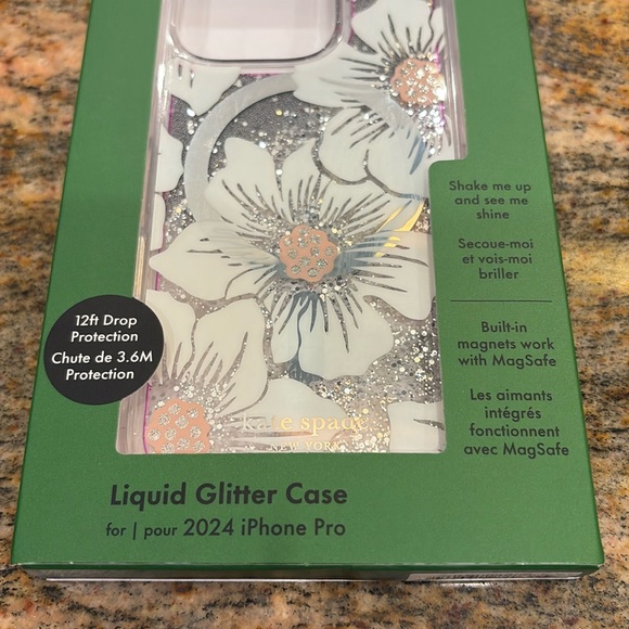 kate spade new york Liquid Glitter Hollyhock Floral MagSafe iPhone 16 PRO NWT - Picture 3 of 7